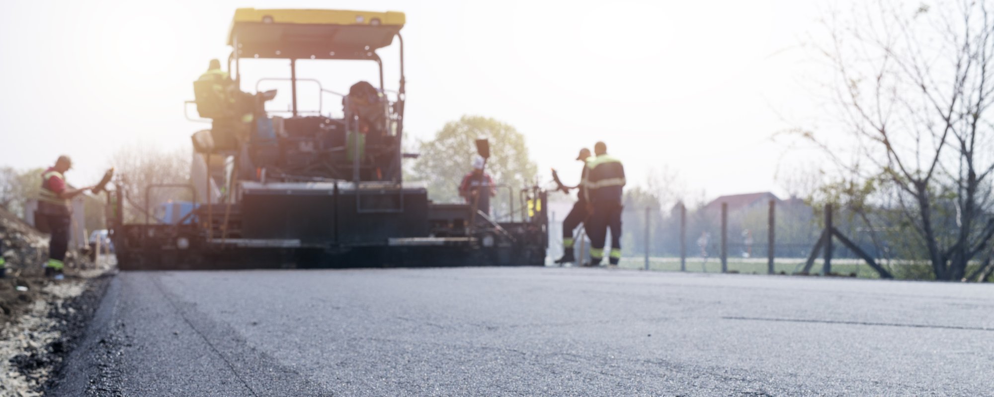 Fresh asphalt with road marking